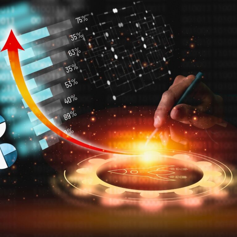 Data-driven growth strategy illustrated by upward performance metrics.