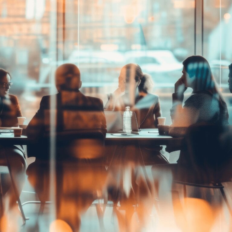 Executives in strategic discussion during a board-level meeting.