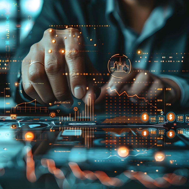 Digital interface showing governance, risk, and performance insights.